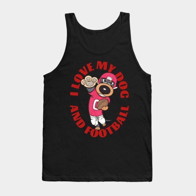 Cute Funny Doxie Dachshund Dog Football Player Tank Top by Danny Gordon Art